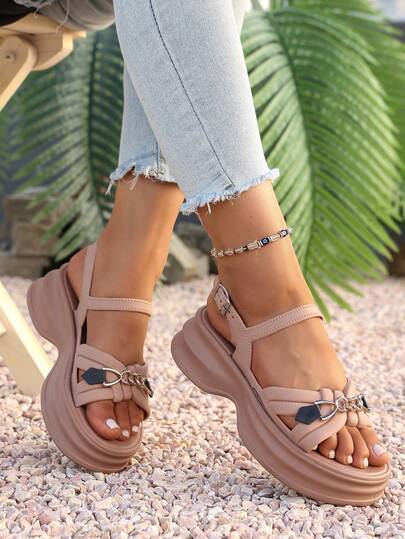 Sandal đế dày, kiểu dáng thời trang ngoài trời, dép đi biển, sandal mùa hè mới, đa năng, tôn dáng cho nữ.