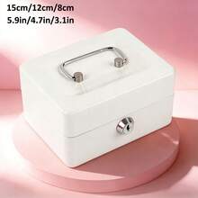 Portable Key Box, Steel Cash Box With Lock For Home/Store, 2-Layer Coin Tray, Sturdy Steel Cash Box With Handle For Storing Coins, Jewelry, Valuables, Suitable For Home Use - Multicolor - View 20
