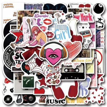 60 miếng dán chủ đề Y2K Downtown Girl, nhãn dán graffiti văn phòng phẩm, decal dùng cho tiệc tùng, bình nước, sổ lưu niệm, máy tính xách tay, ván trượt, máy tính, túi quà, tem phong bì, đồ dùng văn phòng, dành cho người hâm mộ tuổi teen.