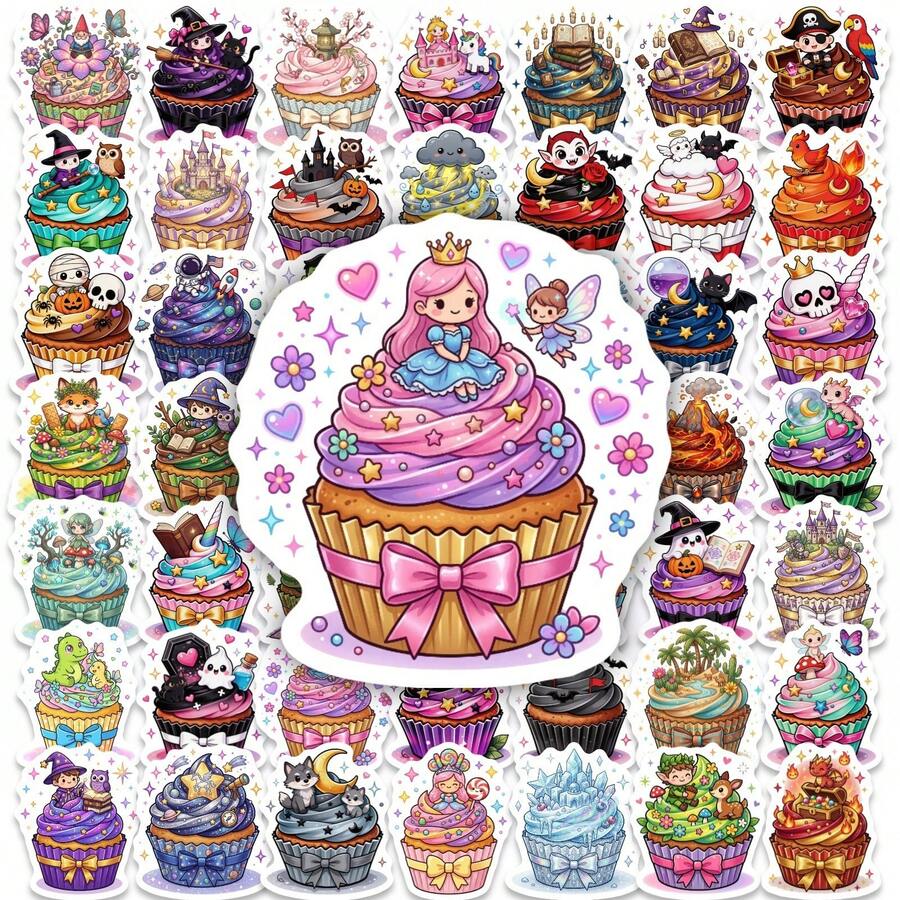 50pcs Creative Cartoon Magic Cake Stickers, Cute Personalized Waterproof Decorative Paper Cake Stickers - 50 Creative Cartoon Magic Cake Stickers - View 1