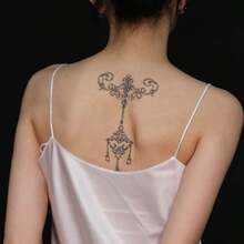 1 pieza Tatuaje adhesivo impermeable y a prueba de manchas, collar de patrón de tatuaje falso de PVC, para uso diario - Negro - Ver 2