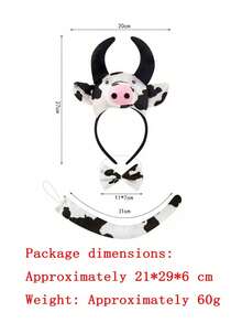 1pc/3pcs/4pcs Cow Costume Set, Includes Headband, Bow Tie, Gloves And Tail, Unisex, Multiple Colors Available Halloween - Multicolor - View 16
