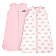 TILLYOU X-Large XL Breathable Cotton Baby Wearable Blanket with 2-Way Zipper Super Soft Lightweight 2-Pack Sleeveless Sleep Bag Sack for Boys Fits Infants Newborns Age 18-24 Months Pink Elephant - como en la foto - Ver 9