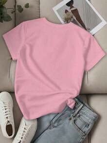 Free Shipping, Local Delivery In Mexico, 4-Day Delivery. Women's T-Shirt With Print, Slogan And Lettering, Short Sleeves And Crew Neck LOS ANGELES For New Year's Wear, Graphic Tees For Women. - 羅莎 2 - 查看 2