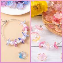 亚克力五瓣花珠 100 颗装 - DIY 首饰制作材料，半成品手工工艺配件 - 彩色 - 查看 2