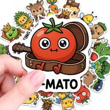 50pcs Funny Cartoon Animal Stickers, Unique Creative Food And Fruit Doodle Stickers - 50 Fun Pun-based Cartoon Animal Stickers - View 7