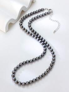 1 pieza Collar de múltiples capas con cuentas exageradas, estilo país occidental, textura de estaño y perlas falsas, cadena para suéter para mujeres - collar - Ver 15