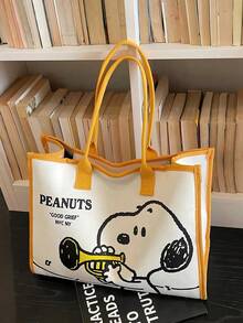 SNOOPY 史努比可爱花生漫画手提袋，大容量，适合校园通勤和日常出行，完美礼物，徒步旅行包 - A - 查看 1