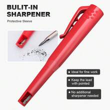 5pcs High Quality Carpenter Pencils, Able To Leave Deep Marks, Built-In Sharpener, Clip Included. Suitable For Woodworkers And Construction Workers. - Multicolor - View 3
