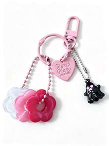 1个卡通花朵亚克力钥匙扣，心形吊坠包包挂饰，万圣节、情人节礼物 - 彩色 - 查看 11