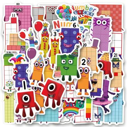 60 PCS Number Blocks Stickers - Perfect For Decorating Your Phone, Water Bottles, Scrapbook, Phone, Journaling, Car, Laptop, Bumper, Skateboard, Luggage, For Holiday Decorations & More!A Vibrant And Aesthetically Graffiti-Style DIY Sticker Kit