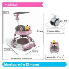 THE BABY SHOP Andadera C/ Tapete Saltarín Abeja Musical Mod Tek-203 - Rosa - Ver 2