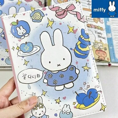 MIFFY 1套/1本 新款高档蓝色苹果图案可爱软萌米菲兔笔记本，可爱全彩内页，高档学生笔记本，送给朋友、家人、同学的完美生日礼物，也是学校礼物的首选。