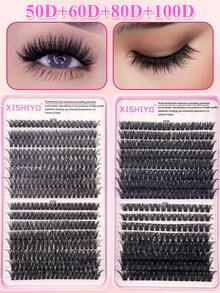 640/608pcs Individual Eyelashes Book Large Capacity Mixed Length Cluster Eyelashes For Beginner DIY At Home Eyelashes Extensions Set Lash Clusters, Eyelash Clusters, Individual Eyelashes, Lashes, Fake Lashes - View 2