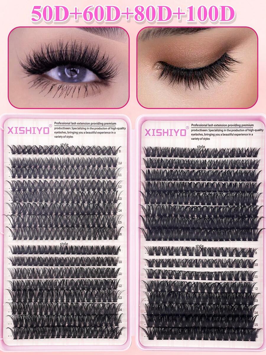 640/608pcs Individual Eyelashes Book Large Capacity Mixed Length Cluster Eyelashes For Beginner DIY At Home Eyelashes Extensions Set Lash Clusters, Eyelash Clusters, Individual Eyelashes, Lashes, Fake Lashes
