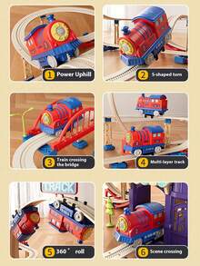 City Adventure Track Toy Set, Transformable Train & Car, Educational Electric Toy Car, Children's Birthday Gift - Multicolor - View 8