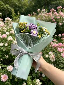 手工编织仿真玫瑰花束，栩栩如生的花卉装饰，无需浇水，不褪色，四季皆宜，适合家居、客厅、卧室、办公室、婚礼、派对、情人节、母亲节、乔迁之喜等场合的礼物。 - 彩色 - 查看 8