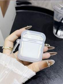 1pc Doberman Pinscher Cartoon Style Minimalist Transparent Wave Earphone Case, Compatible With Apple Pro 2, Pro 3, 1/2 - Black - View 4