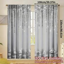 2D Flat - 2D Flat - 2-Piece Set, Flat 2D Design, Not 3D, Modern Curtains, Silver Glitter With Sparkling Diamonds, Made Of 100% Polyester, Perfect For Decorating Bedrooms, Living Rooms, And Offices, (Rod Not Included) - 混合色 - 查看 8