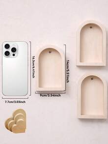 1pc/2pcs/3pcs Fashionable Arched Wooden Floating Wall Shelf, Minimalist Style Decor Wall Rack, Nordic Arched Wall-Mounted Shelf, Multi-Functional Easy Installation Space-Saving Storage Solution, Suitable For Bathroom, Bedroom, Living Room And Kitchen, Creative Birthday Gift (Random Color/Style) - Color/style Random - View 11