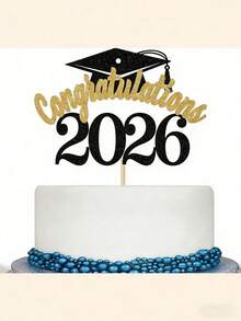 1pc 2026 Graduation Cap And Diploma Certificate Cake Topper, Cake Picks,Black, Gold,Pink Colors Are Available For 2026 Graduation Ceremony Theme Party Cake Decoration - 查看 7