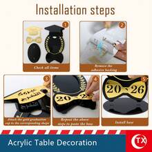 Class Of 2026 DIY Assembled Acrylic Graduation Picture Frame, Arabic Blessing Tabletop Photo Holder For 4‑6 Inch Photos, Graduation Party Table Decoration, Graduation Souvenir Gift For Daughter Son Granddaughter Grandson Home Desk Ornament. - 1PC - View 8