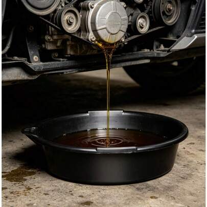 7 Qt Automotive Fluid Drain Pan With Measurement Scale & Drip-Free Spout, Sturdy Garage & Shop Accessory