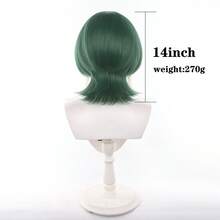 Tóc giả ngắn 14 inch màu xanh lá cây pha trộn kiểu Bobo Gachiakuta Cosplay Guita Hebby, chất liệu tổng hợp, chịu nhiệt, thích hợp cho Halloween và các bữa tiệc. - Ombre - Xem 4