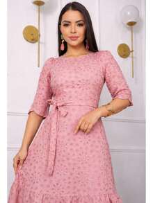 Casual Elegant Conservative / Modest Party Fabric With Belt Wedding Baby Shower Birthday Party Photoshoot Elegant And Casual - 淺粉色 - 查看 3