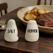 1 Set Handmade Asymmetrical Ceramic Salt & Pepper Shaker Set, Refillable, Modern Scandinavian Style, Suitable For Kitchen And Dining Table, Perfect Housewarming Or Wedding Gift - Multicolor - View 3