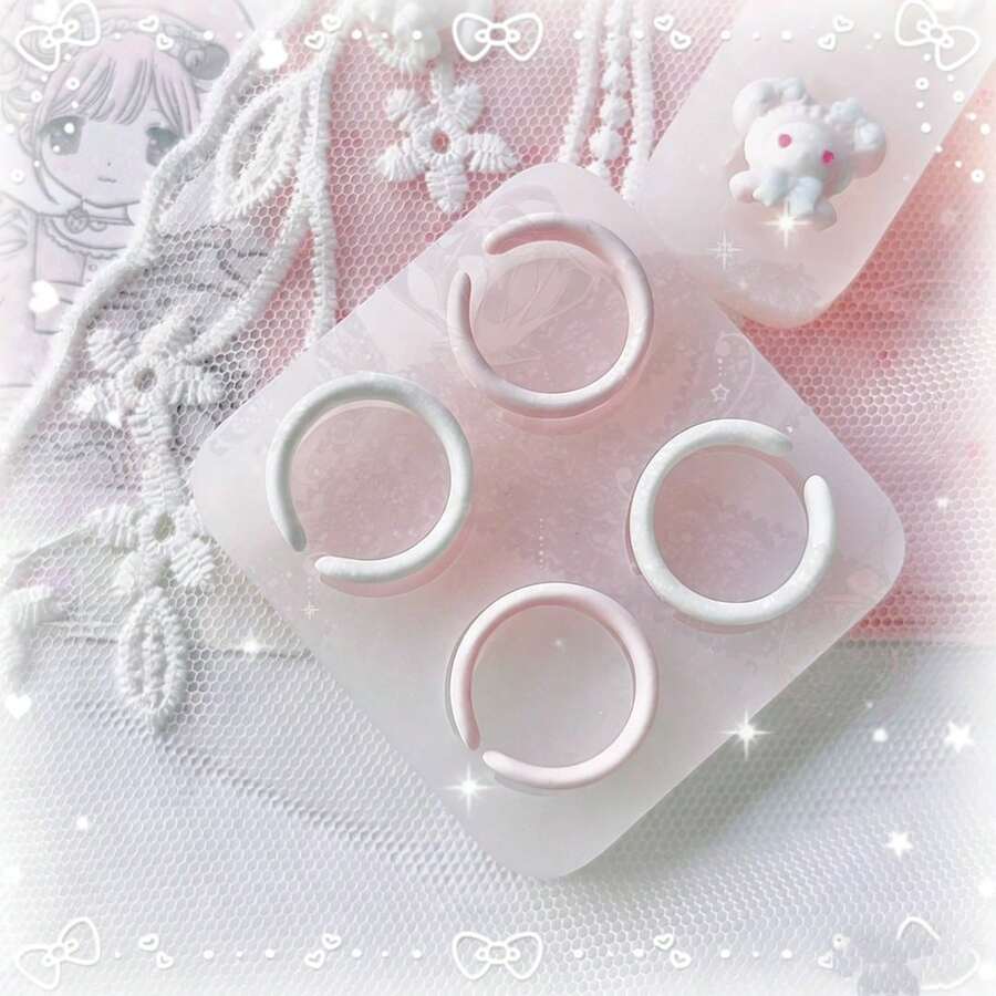 树脂浇注模具配件，树脂液体硅胶模具，树脂钥匙扣硅胶模具，树脂模具 - 白色 - 查看 1