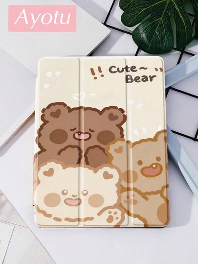 Ayotu 1 件可爱小熊图案平板电脑保护套和 Kindle 电子阅读器保护套，适用于 iPad Air 8 (M4) 2026 (11/13 英寸)、第十代、Air 4/Air 7/9.7 英寸、Galaxy Tab A9 Plus、Kindle（第十一代 - 2024 年发布）（6 英寸）、Kindle Paperwhite 第十二代 2024 年款，时尚简约的节日礼物