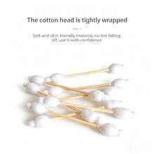 50pcs/200pcs Baby Cotton Swabs, Disposable Cotton Buds In Paper Box, Wooden Sticks Ear Care Tools For Infants And Children - Multicolor - View 4