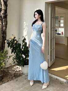 Women Long Dresses - Blue - View 6