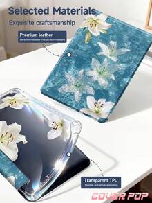 Ốp bảo vệ máy tính bảng đa năng tương thích với iPad Air M3 2025/M2 2024, Air 5 2022, Air 8 2026 (11/13 inch), (A16) 11 inch thế hệ thứ 11 2025, Galaxy Tab, Kindle Paperwhite thế hệ thứ 12 2024, v.v. Thiết kế họa tiết sóng nước và hoa ly trắng, mặt lưng trong suốt, kiểu dáng thời trang, chức năng tự động bật/tắt màn hình, bảo vệ bằng túi khí. Thích hợp sử dụng trong văn phòng hoặc làm quà tặng. - Nhiều màu - Xem 10