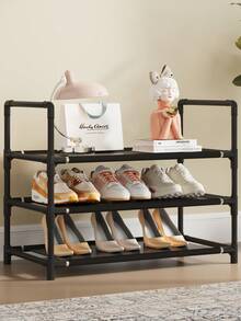 1pc Multi-Tier Shoe Rack, Floor-Standing Space-Saving, Durable Metal Pipe Construction, Easy Assembly, Suitable For Rental Bedroom Entryway, Multipurpose Storage Shelf For Snacks, Books, Decor - Multicolor - View 11
