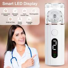 Portable Handheld Nebulizer For Women: Dual Speed Control, Self-Cleaning, Rechargeable Mesh Nebulizer Machine | LED Display | -Grade For COPD, Asthma, Bronchitis | Compact For Home, Travel, | Perfect Mother's Day & Women's Day Gift - Rose Golden - View 3