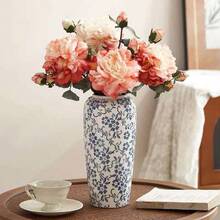 Vintage Blue White Porcelain Vase, Chinese Style Ceramic Flower Vase For Home Decor, Elegant Floral Arrangement Vase, Living Room Table Centerpiece - Vase - View 2
