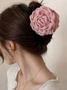 1个布艺3D玫瑰花发夹，玫瑰花造型发饰，适合日常佩戴和优雅的户外场合。 - 彩色 - 查看 5