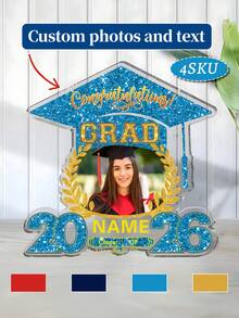 Marco de foto personalizable para graduación - 4 colores, personaliza 2026 Felicitaciones de graduación, recuerdo de despedida, regalo de escritorio, placa acrílica de regalo de graduación, personaliza foto y nombre, decoración de dormitorio, decoración de graduación - Multicolor - Ver 1