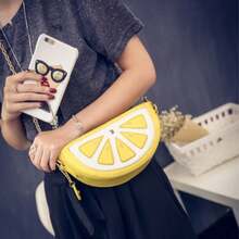 Cute Fruit Phone Crossbody Bag - Orange & Watermelon Mini Purse With Chain Strap, / Meme Theme Photogenic Bag For , Summer Outfits, Parties & Everyday Use - Zipper Closure Fruit-Shaped Handbag - Tangerinr - 查看 11