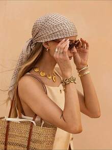 1 buc eșarfă pentru femei în stil boem, eșarfă nouă din satin de mătase colorat imprimată, bandă de susținere, batistă, accesoriu de păr, șal, potrivită pentru casual, vacanță, petrecere, accesoriu perfect pentru femei de primăvară/vară - Cămilă - Vizualizare 4