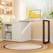 This 2-In-1 Folding Desk And Bed Features A Metal Frame And Legs, A 4cm Thick Mattress, Wheels, A Single Wardrobe With Two Storage Compartments, And Is White. - White - View 6