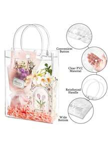 12/24pcs Transparent Plastic Gift Bags With Handles, Reusable Party Gift Bags With Bows, Clear Gift Wrapping Bags, Shopping Bags, Storage Bags For Wedding, Birthday, Party - Multicolor - View 3