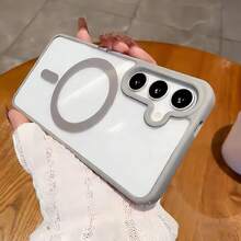 适用于三星 Galaxy A56、A36、A26、A16、S26、S25 FE、A57、A37、A17 手机壳 - 强磁吸附超薄防摔保护壳。适用于 17 Pro Max、16 Pro Max、15 Pro Max、14 Pro Max、13 Pro Max、12 Pro Max、11 Pro Max - 透明硬质后盖。 - 灰色 - 查看 3
