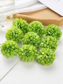 10个/套人造绣球花头，乒乓球菊花，DIY婚礼回礼盒装饰，花环材料，家居礼品，新娘伴娘腕花用品 - 綠色 - 查看 4