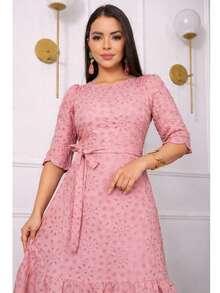 Casual Elegant Conservative / Modest Party Fabric With Belt Wedding Baby Shower Birthday Party Photoshoot Elegant And Casual - 淺粉色 - 查看 7