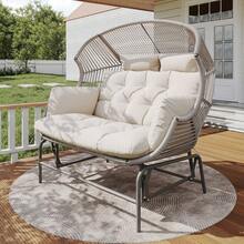 Garden Rocking Chair For Two Patio Hanging Chair Outdoor Swing Egg Chair Rocking Chair Garden Swing Porch Swing For The Garden Balcony Or Terrace Gray - Gray + PE Rattan+Iron+Waterproof Fabric - View 2