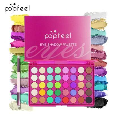  Paleta de sombras de ojos POPFEEL de 40 colores, con alta pigmentación y larga duración, incluye sombras de ojos y pinceles de maquillaje, adecuada para principiantes, también es un gran regalo para las fiestas