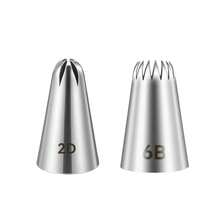 Bộ 6 đầu phun kem trang trí cỡ lớn, thích hợp để trang trí bánh, đầu phun bằng thép không gỉ, đầu phun hình hoa #1M 2A 2D 2F 6B 234 - Bạc - Xem 19